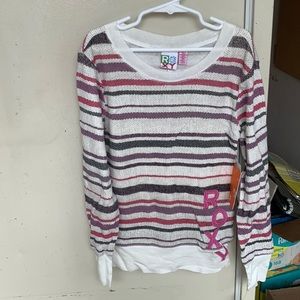 Cream colored striped long sleeve shirt